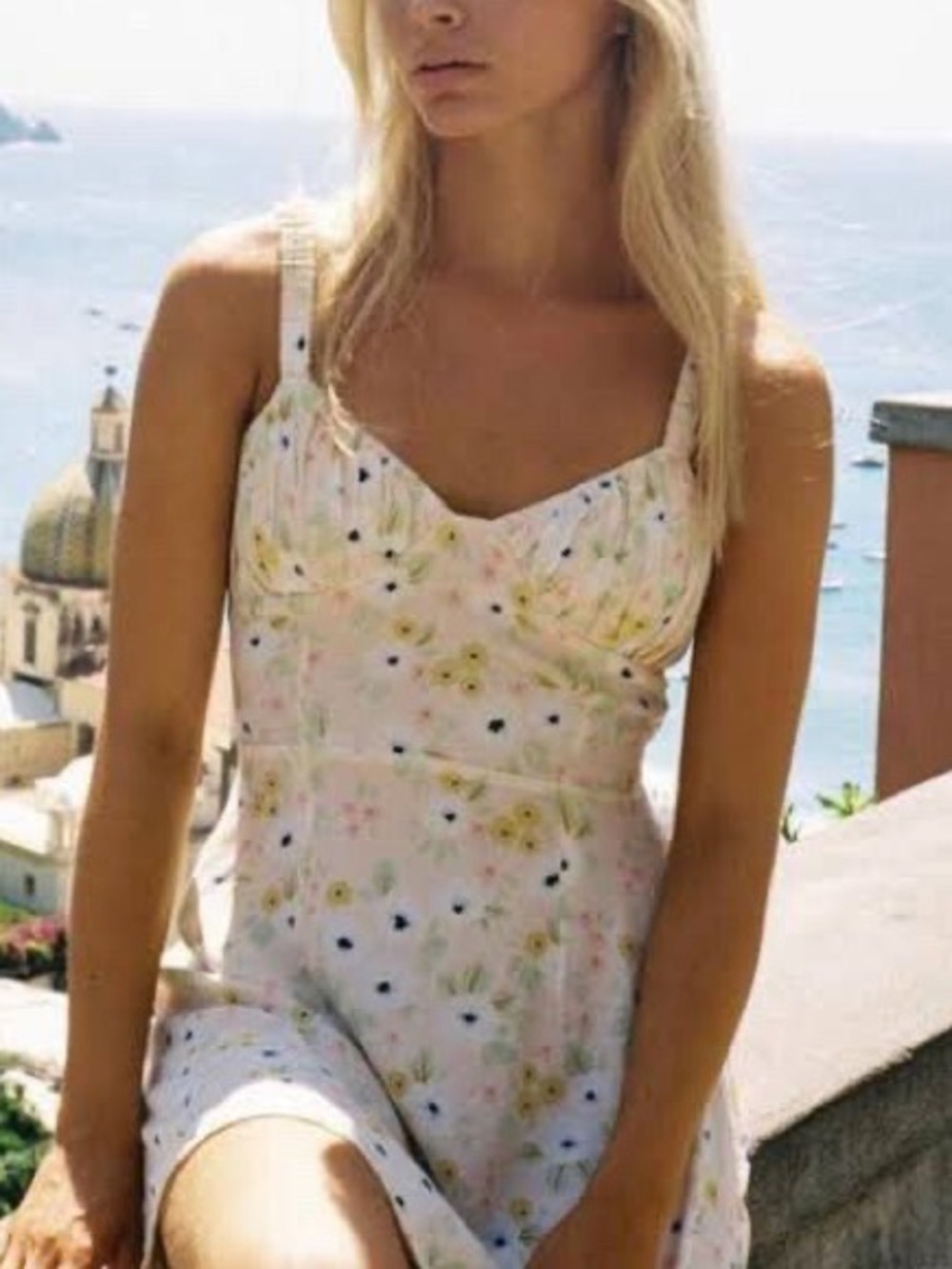 WITH JEAN floral pale pastel minidress, size medium *as is